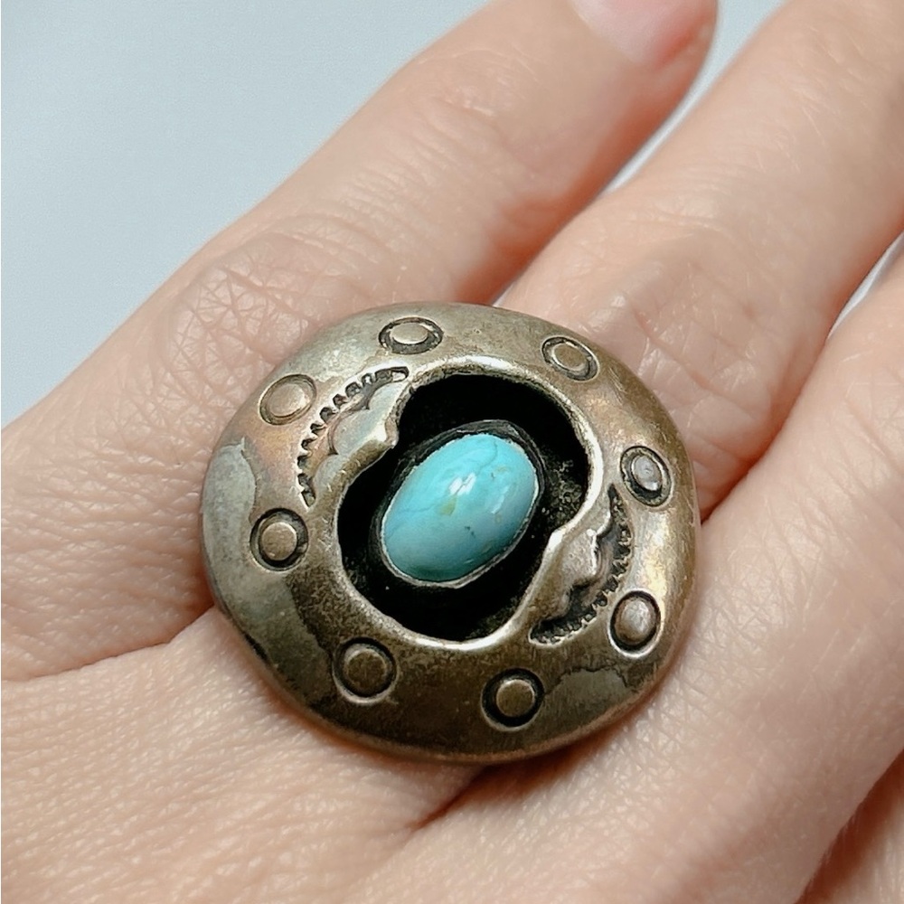 Native American shadow box turquoise ring